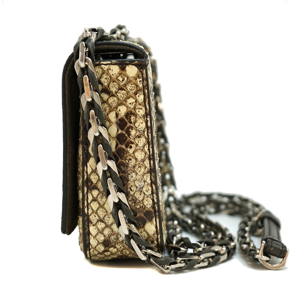 Fendi Shoulder Bag Python Leather White Beige Bro… - image 2